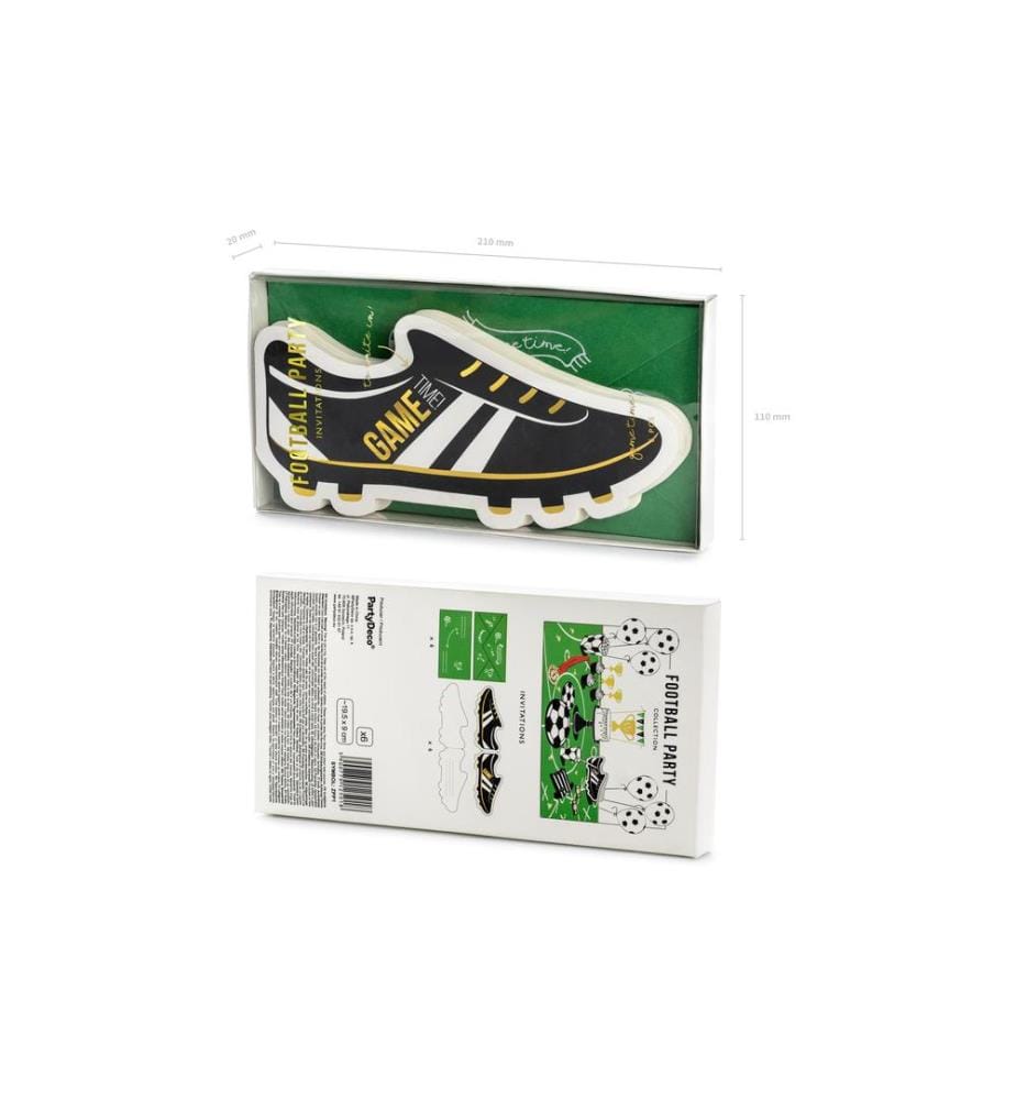 PARTYDECO - Einladungskarte Fussball 19 x 9 cm, 6 Stück