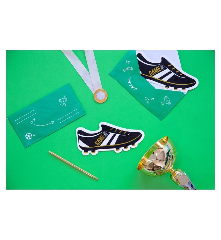 PARTYDECO - Einladungskarte Fussball 19 x 9 cm, 6 Stück