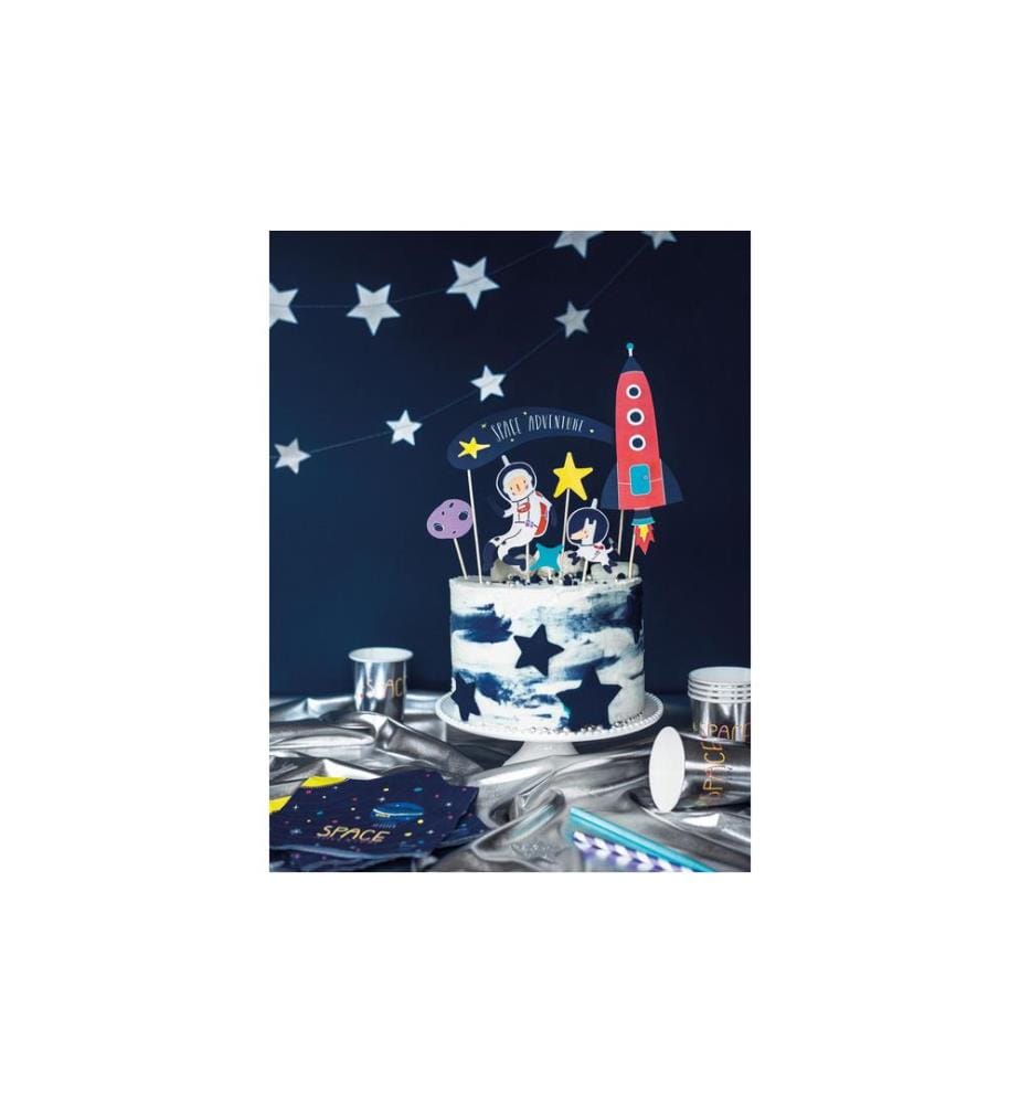 PARTYDECO - Kuchen-Topper Kosmos 1 Stück, Mehrfarbig