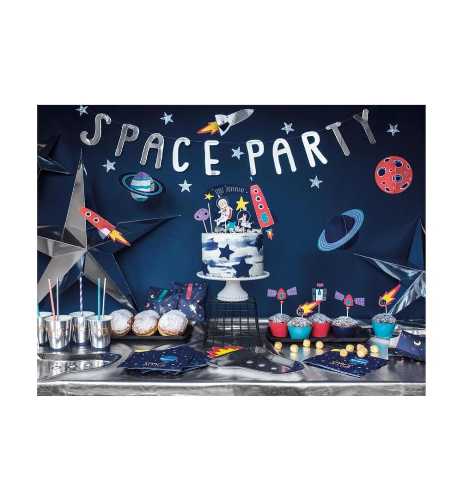 PARTYDECO - Kuchen-Topper Kosmos 1 Stück, Mehrfarbig