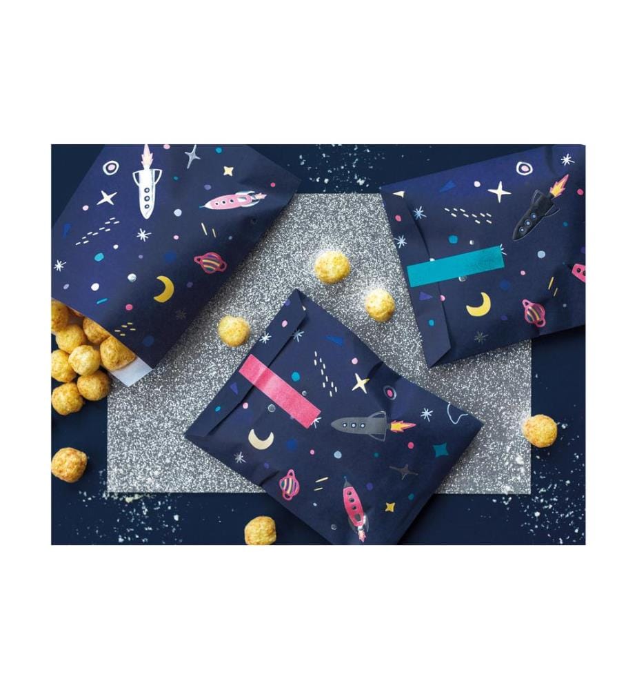 PARTYDECO - Geschenktüte Kosmos 6 Stück, Blau