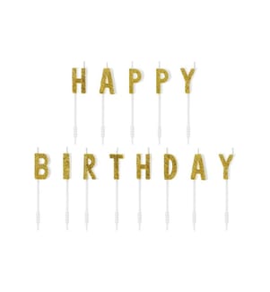 PARTYDECO - Bougie Happy Birthday 2.5 cm, or