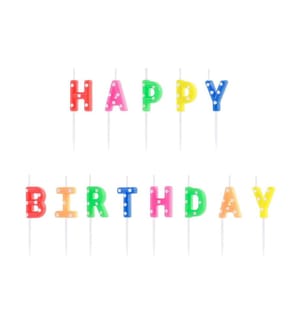 PARTYDECO - Bougie Happy Birthday 2.5 cm, Multicolore