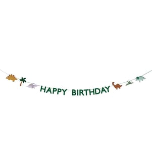 PARTYDECO - Girlande Happy Birthday Dino 3 m, Mehrfarbig