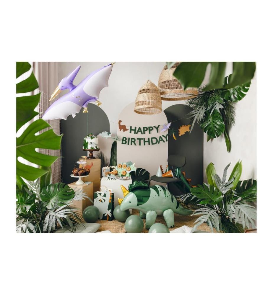 PARTYDECO - Geschenktasche Dinosaurier 10 x 24 x 37 cm, Grün