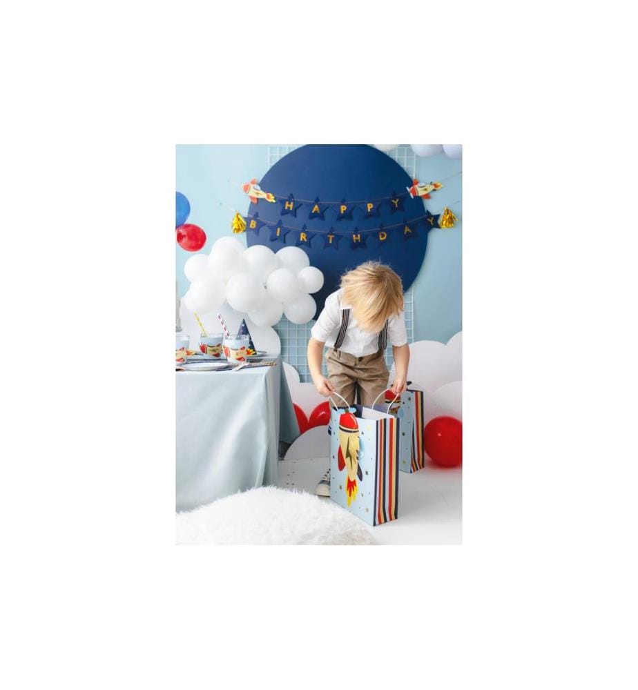 PARTYDECO - Geschenktasche Flugzeug 10 x 24 x 35.5 cm, Mehrfarbig