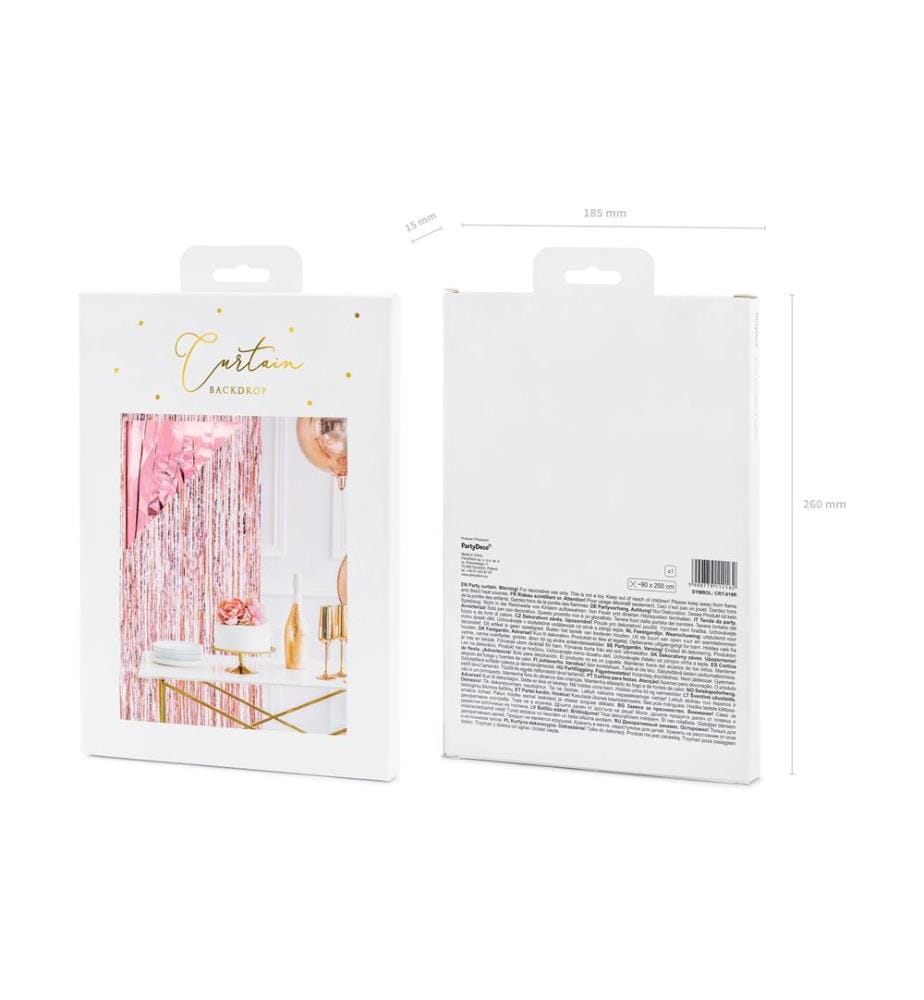 PARTYDECO - Partyaccessoire Vorhang 90 x 250 cm, Roségold