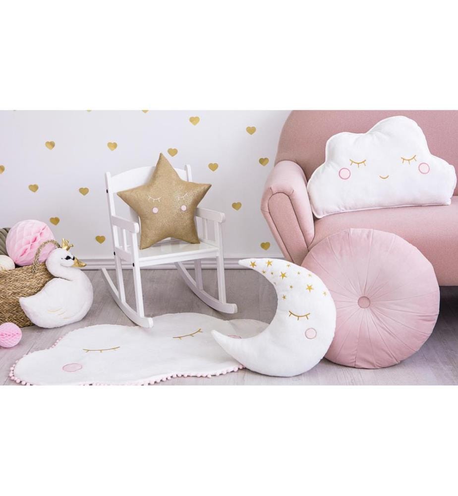 PARTYDECO - Coussin Lovely Swan 34 x 35 cm, Crème/Doré