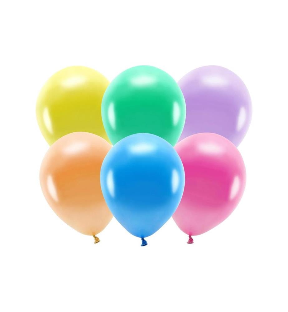 PARTYDECO - Luftballon Uni Eco Metallic 10 Stück, Mehrfarbig
