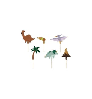PARTYDECO - Topper pour gâteau Dinosaures mix, 8-12 cm, 6 pièces