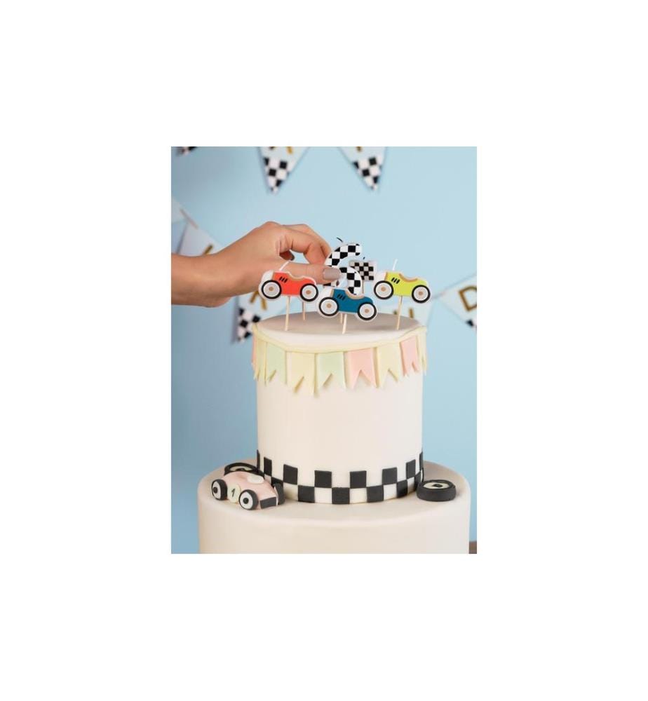 PARTYDECO - Kerze Auto 2-3 cm, Mehrfarbig