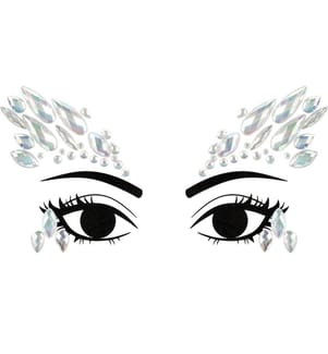 PARTYDECO - Bijoux de visage cristaux argent, 14 x 8.5 cm