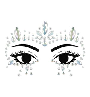 PARTYDECO - Bijoux de visage cristaux argent, 15 x 9 cm