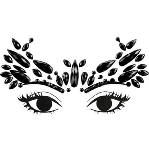 PARTYDECO - Bijoux de visage cristaux noir, 14.5 x 5.5 cm