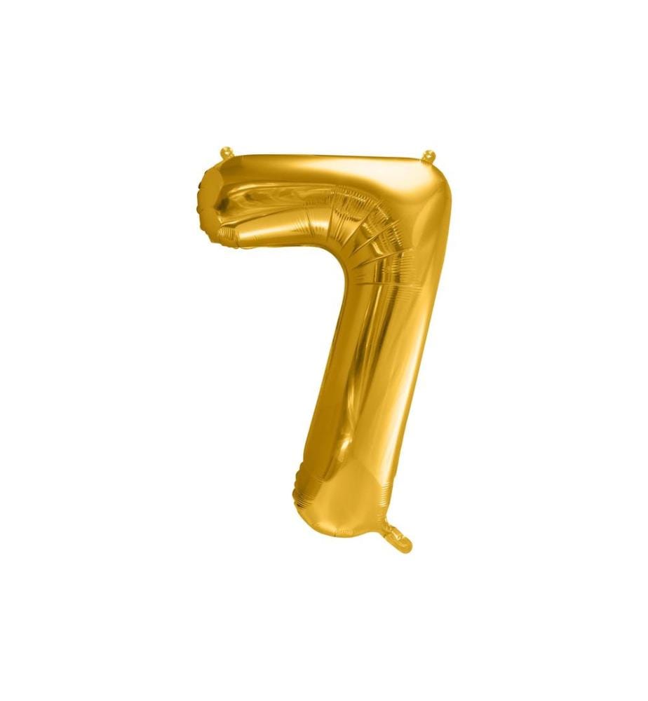 PARTYDECO - Folienballon Zahl 7 gross 86 cm, gold, 1 Stück