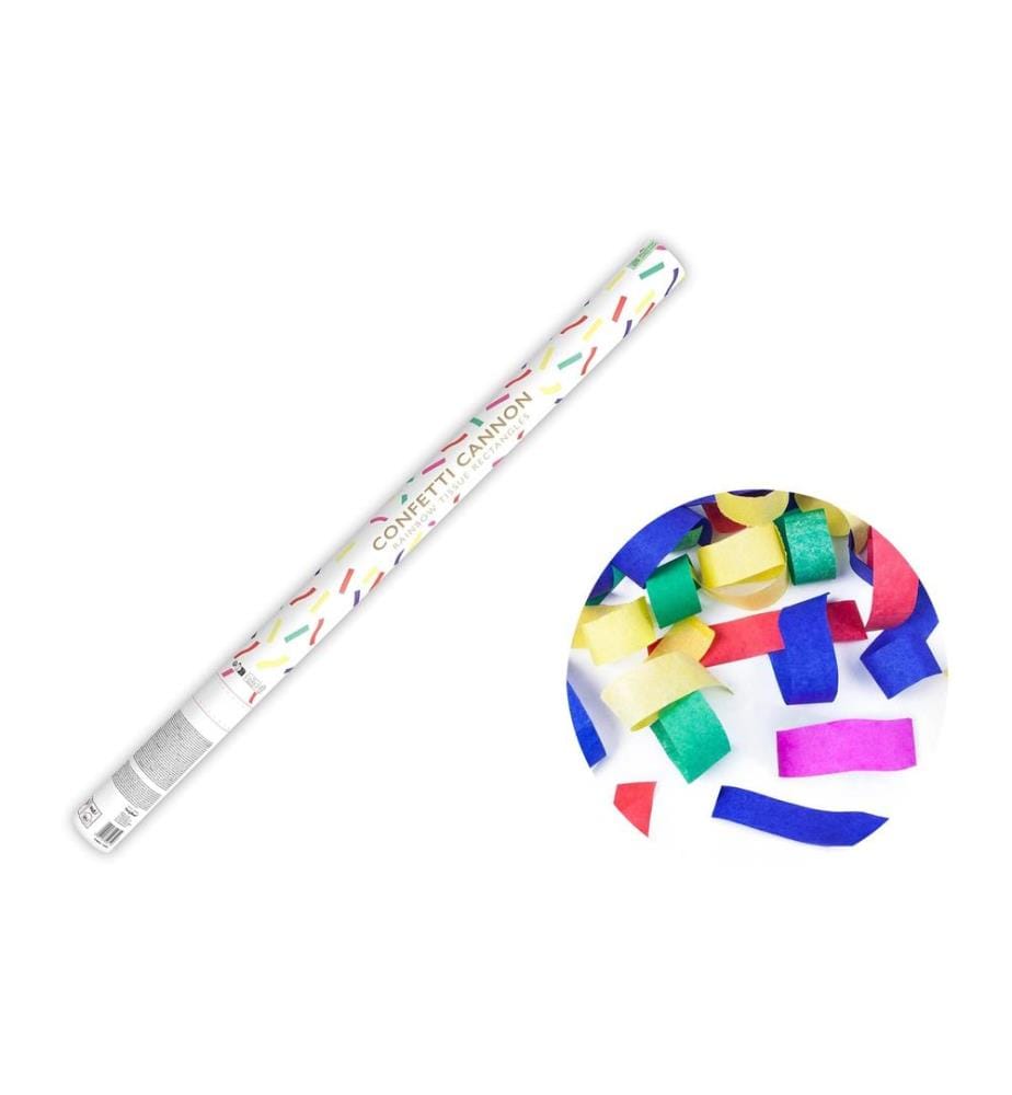 PARTYDECO - Décoration à éparpiller Canon à confettis rayures en couleur, 80 cm