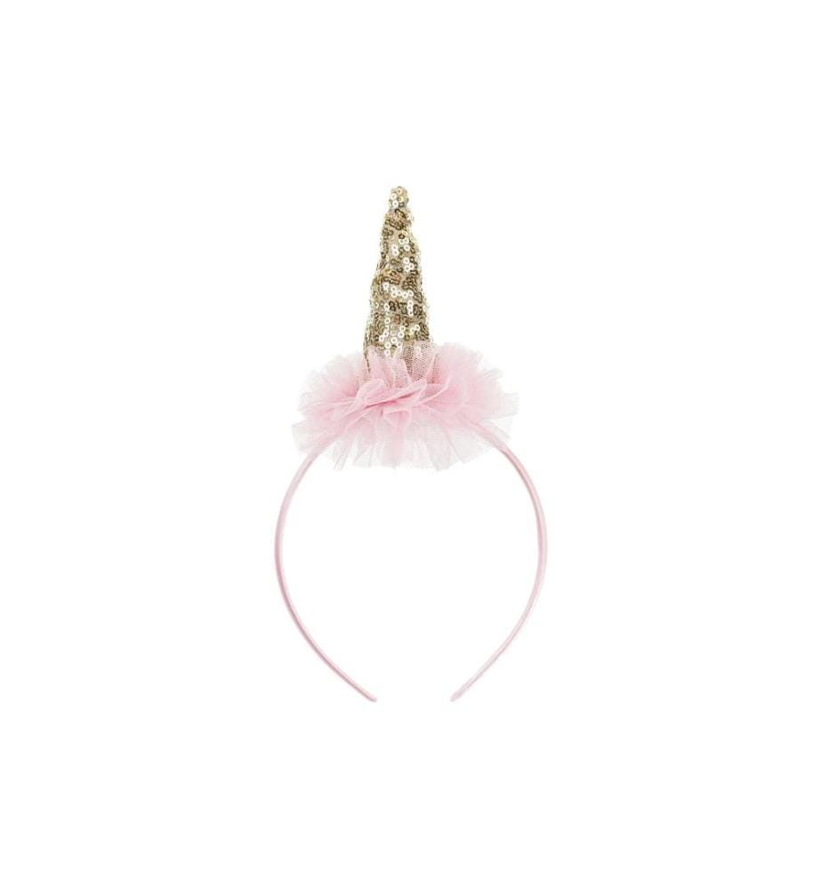 PARTYDECO - Haarreif Einhorn 11 x 25 cm, Rosa/Gold