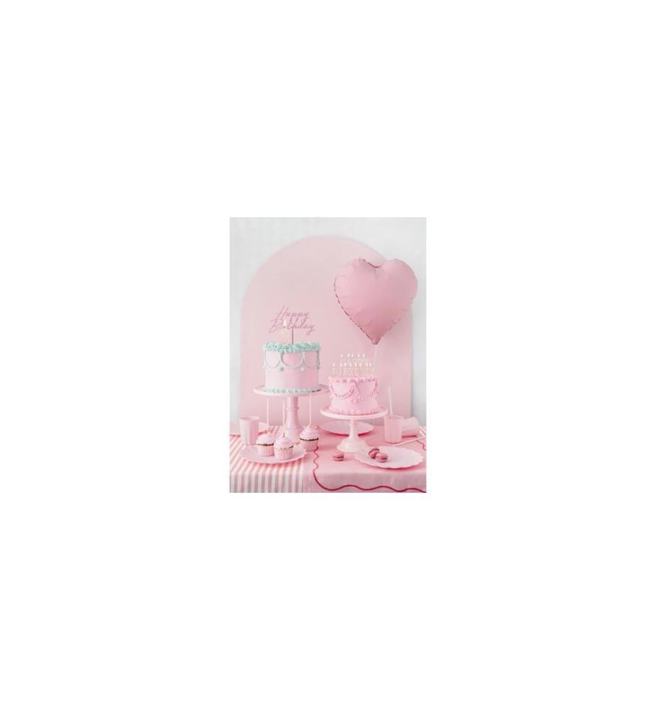 PARTYDECO - Bougie Happy Birthday, Rose, H 2.5 cm, 13 pièces