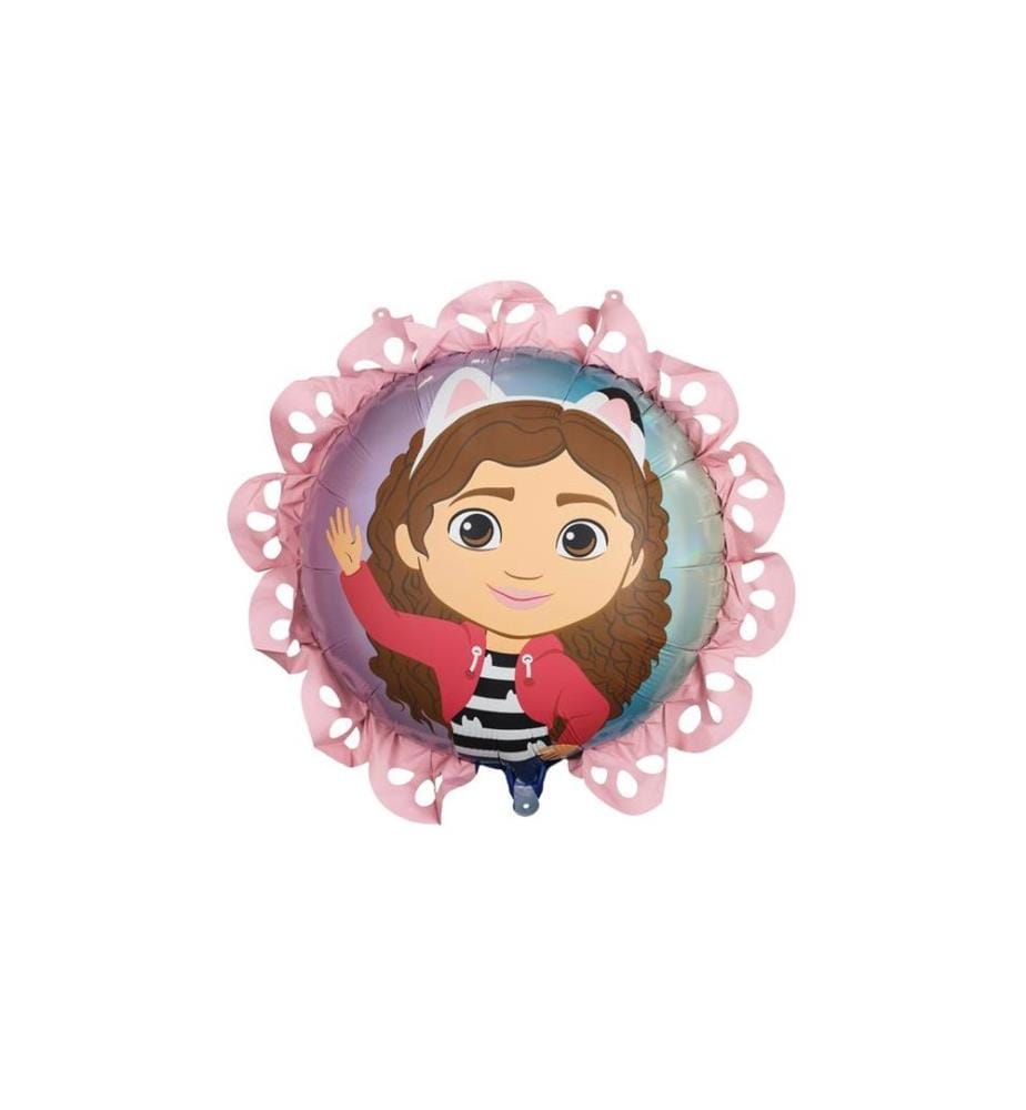 PARTYDECO - Folienballon Gabbys Dollhouse mit Rüsche Mehrfarbig
