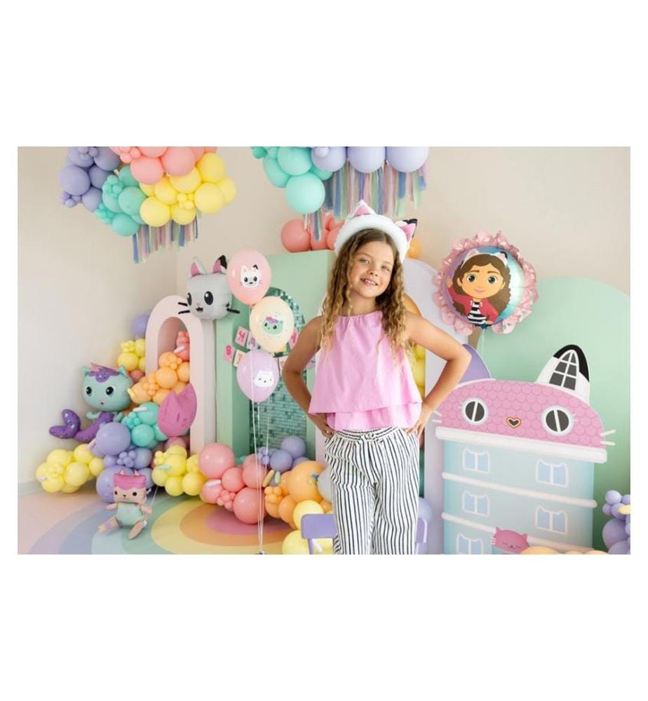 PARTYDECO - Folienballon Gabbys Dollhouse mit Rüsche Mehrfarbig