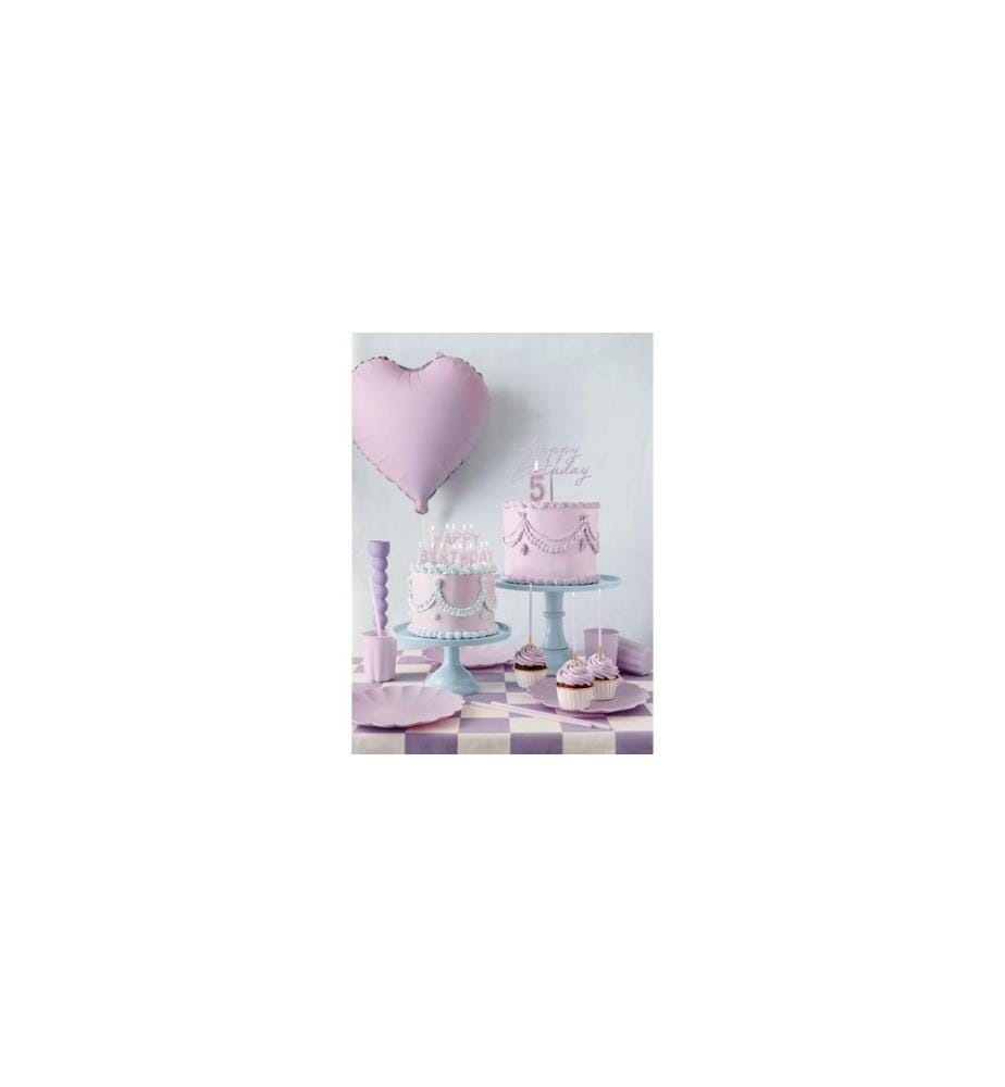 PARTYDECO - Kerze Happy Birthday, Violett, H 2.5 cm, 13 Stück
