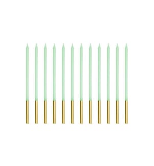PARTYDECO - Bougie Vert clair, 14 cm, 12 pièces