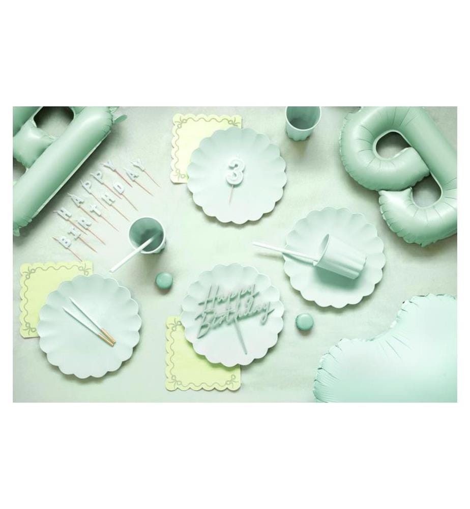 PARTYDECO - Bougie Vert clair, 14 cm, 12 pièces