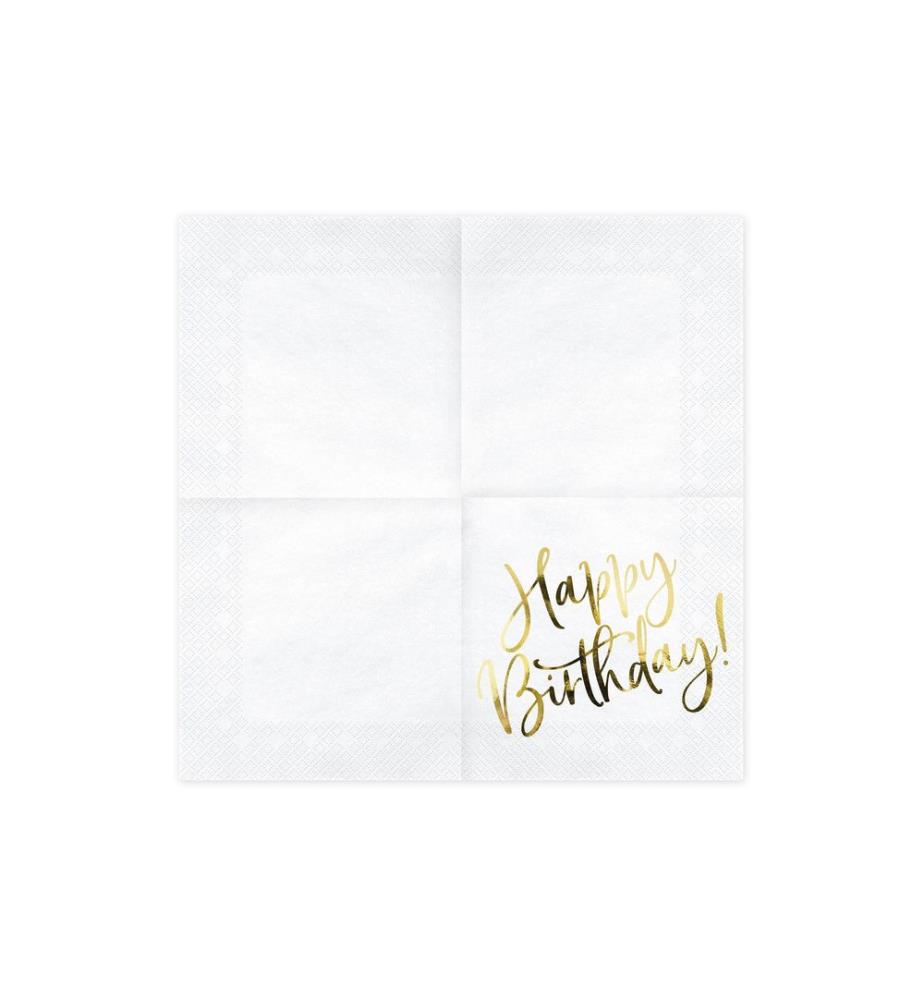 PARTYDECO - Serviettes en papier Joyeux anniversaire 33 cm x 33 cm, 20 Pièce/s