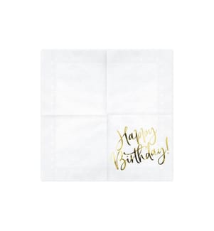 PARTYDECO - Serviettes en papier Joyeux anniversaire 33 cm x 33 cm, 20 Pièce/s