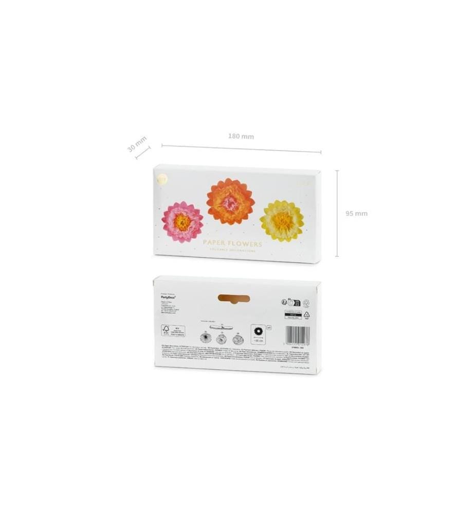 PARTYDECO - Seidenpapier Blumen 3 Stück