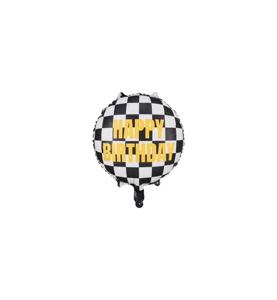 PARTYDECO - Ballon en aluminium Voiture Noir/blanc, 45 cm