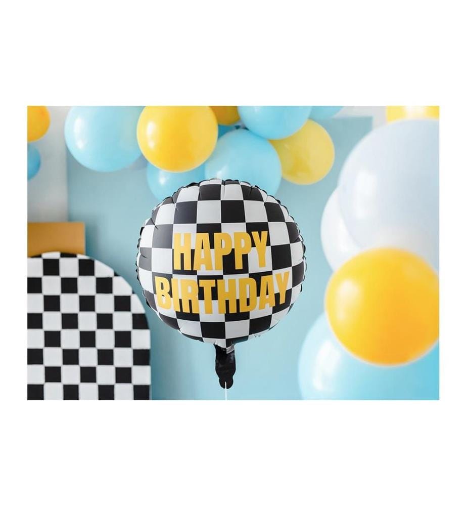 PARTYDECO - Ballon en aluminium Voiture Noir/blanc, 45 cm