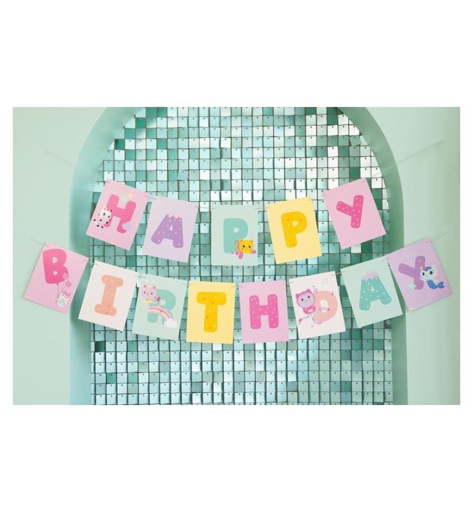 PARTYDECO - Girlande Gabbys Dollhouse Happy Birthday, 1.8 m