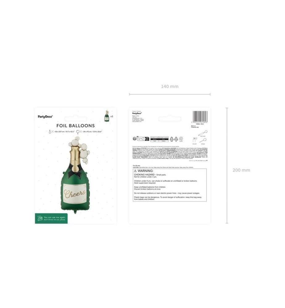 PARTYDECO - Ballon en aluminium Champagne Doré/Vert foncé