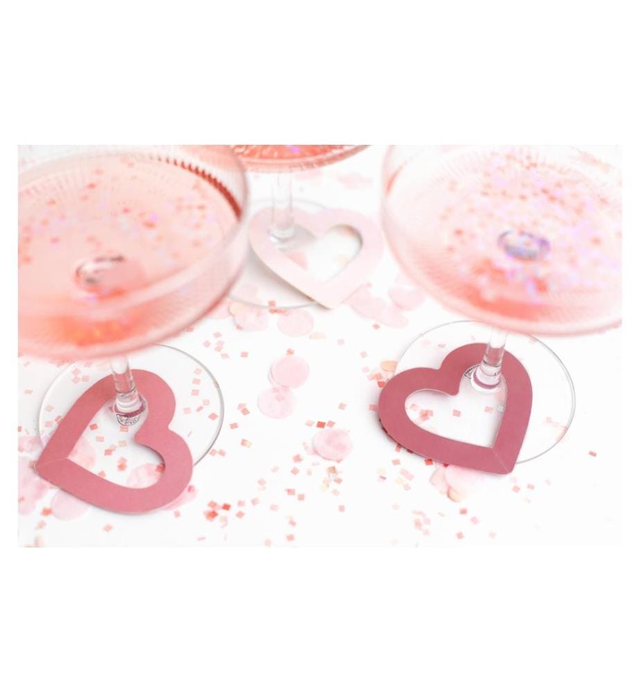 PARTYDECO - Glasmarkierer Herz Rosa