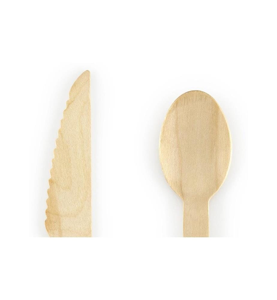 PARTYDECO - Sets de couverts jetables Bois 1 Pièce/s Rose pâle