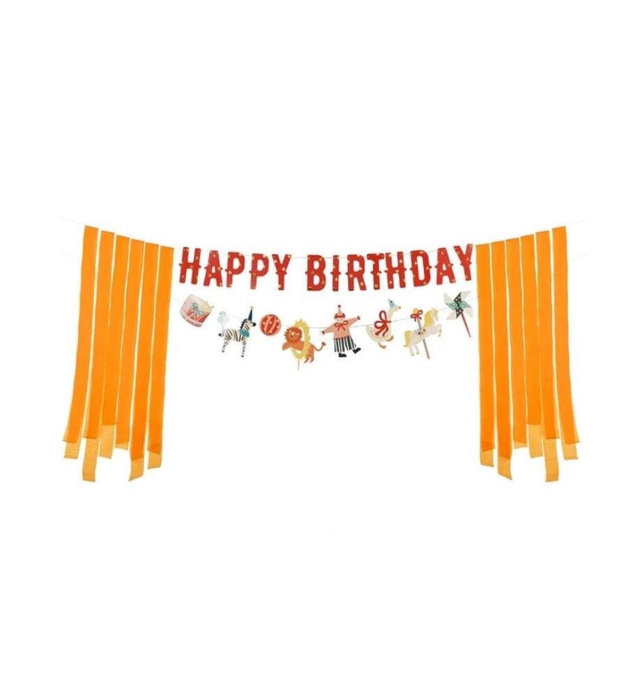PARTYDECO - Girlande Happy Birthday Zirkus, farbig, 275 cm