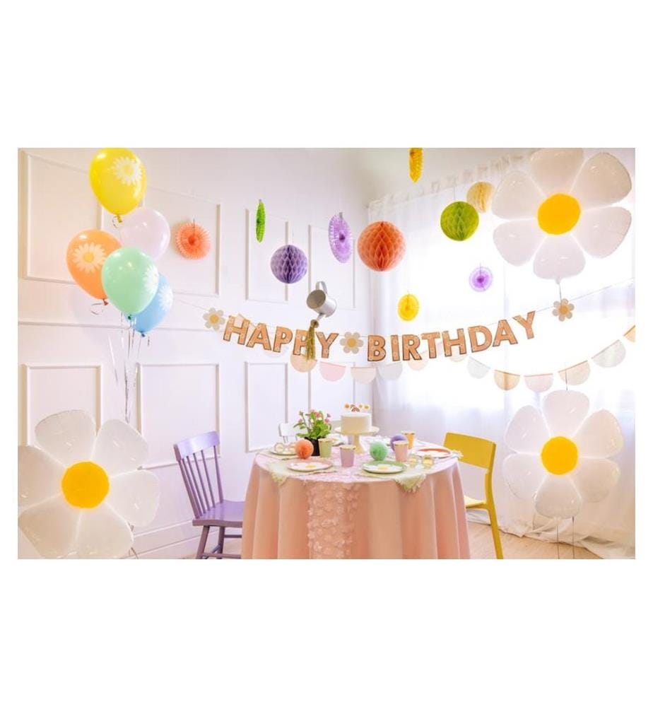PARTYDECO - Ballon Öko Gänseblümchen 5 Stk Mehrfarbig