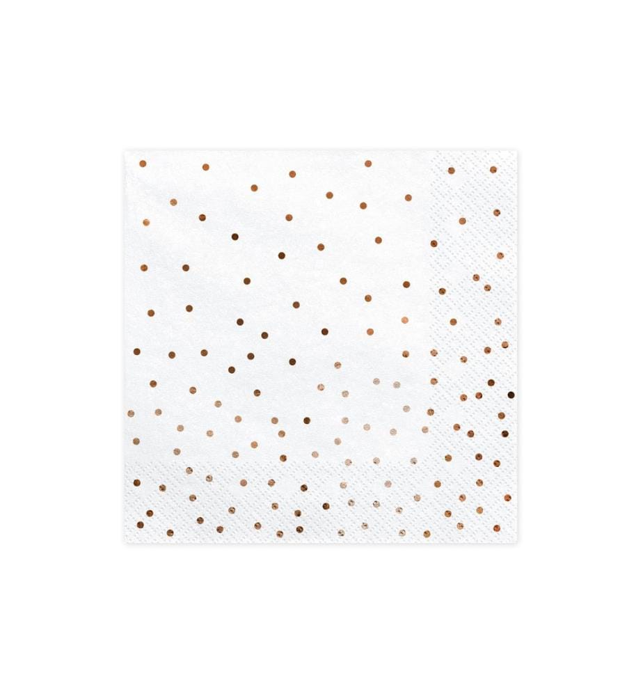 PARTYDECO - Serviettes en papier Dots 33 cm x 33 cm, 20 Pièce/s, Blanc