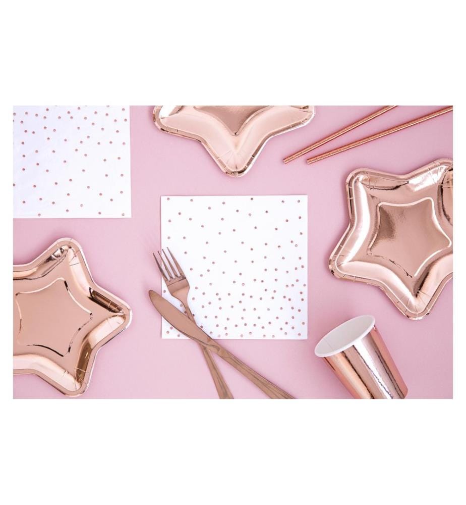 PARTYDECO - Serviettes en papier Dots 33 cm x 33 cm, 20 Pièce/s, Blanc