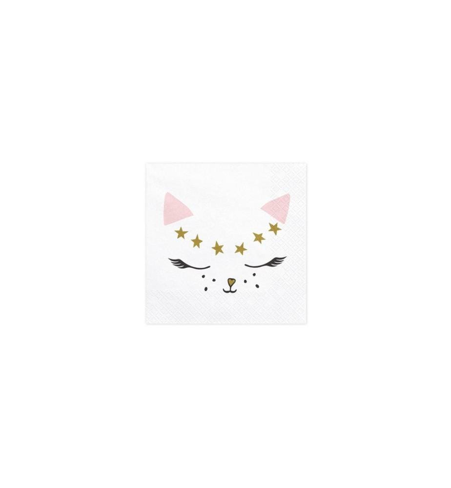 PARTYDECO - Serviettes en papier Cat 33 cm x 33 cm, 20 Pièce/s