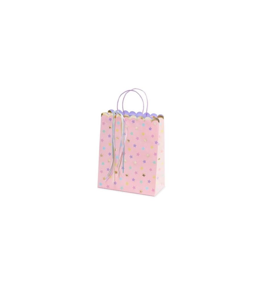 PARTYDECO - Geschenktüte Sterne 26 x 32 x 13 cm, 1 Stück