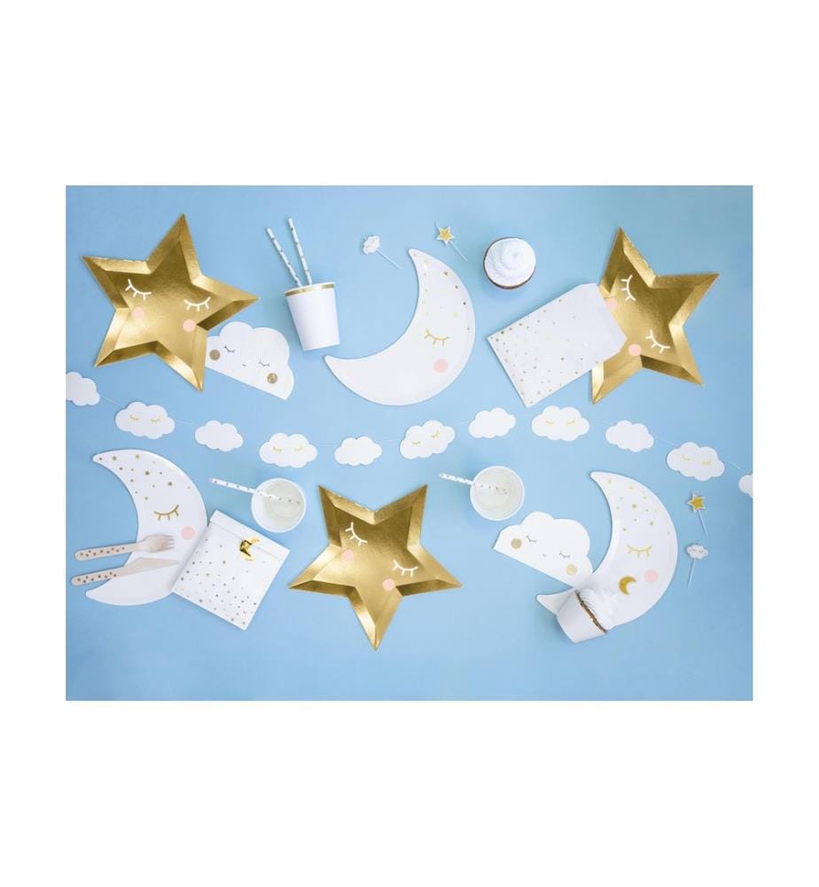 PARTYDECO - Serviettes en papier Nuage 16 x 9,5 cm, 20 Pièce/s