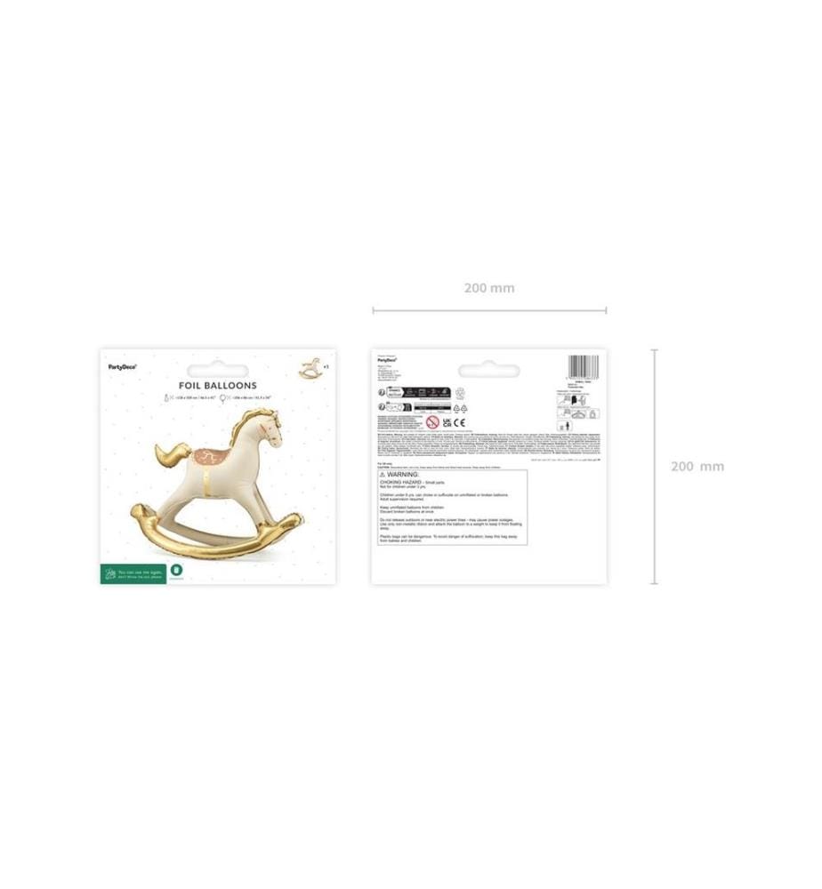 PARTYDECO - Ballon en aluminium Cheval à bascule, Beige, 106 x 86 cm, 1 pièce