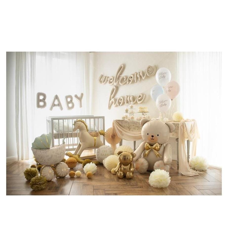 PARTYDECO - Ballon en aluminium Cheval à bascule, Beige, 106 x 86 cm, 1 pièce