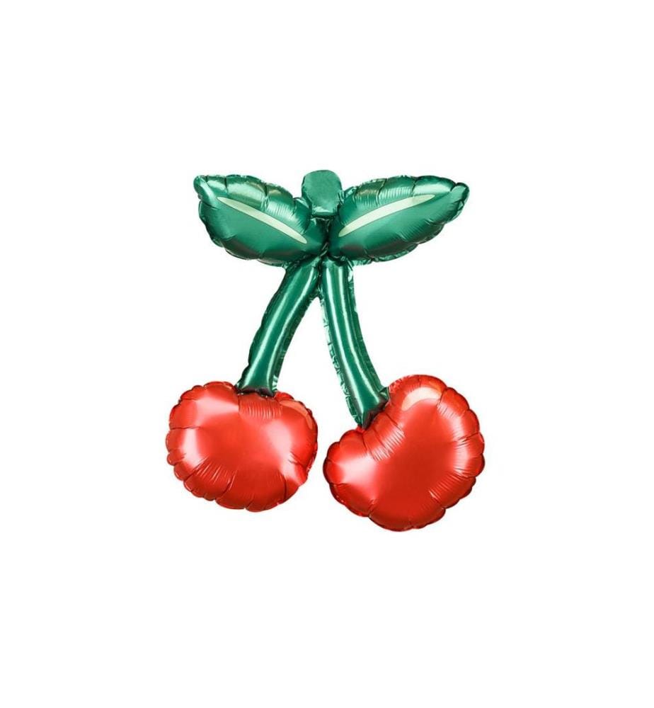 PARTYDECO - Ballon en aluminium cerises, Vert / rouge, 28 x 31 cm, 3 pièces