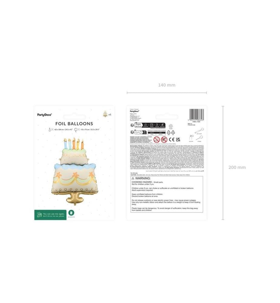 PARTYDECO - Folienballon Kuchen, 55 x 75 cm, 1 Stück