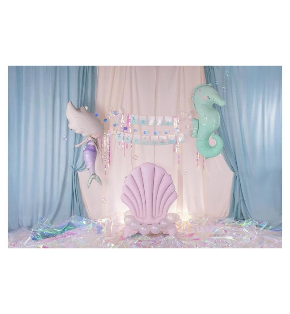 PARTYDECO - Ballon en aluminium Coquillage, Violet, 47 x 98 cm, 1 pièce