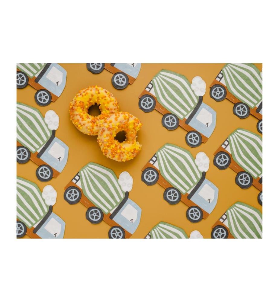 PARTYDECO - Papierservietten Baufahrzeuge 16 x 13 cm, 20 Stück