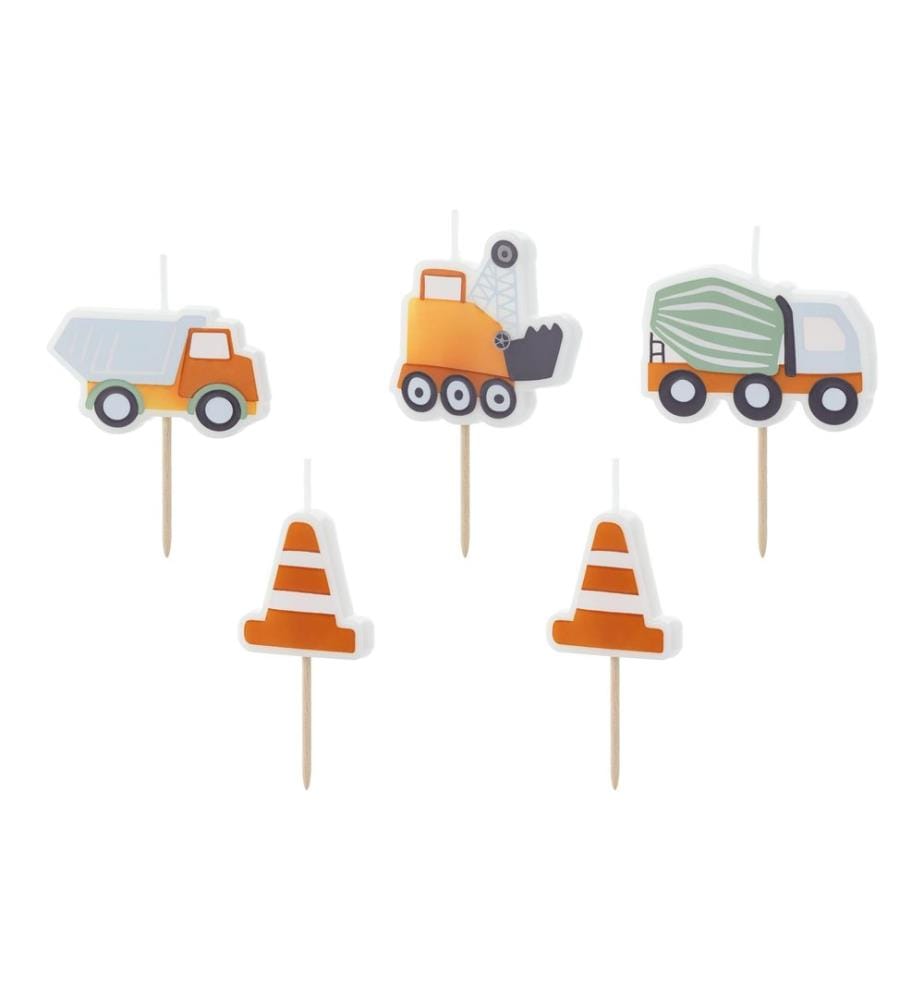 PARTYDECO - Kerze Baufahrzeuge 3-4.5 cm, Mehrfarbig